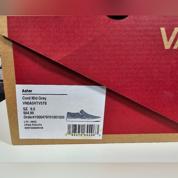 NWT Vans Asher slip ons "Cord Mid Grey" - Picture 9 of 9